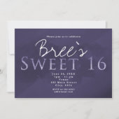 Paarse SWEET 16 Chic Elegant Birthday Party Kaart (Voorkant)