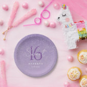 Paarse Sweet 16 Custom Name Papieren Bordje (Feest)