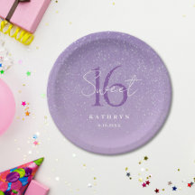 Paarse Sweet 16 Custom Name