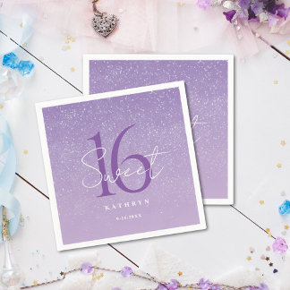 Paarse Sweet 16 Custom Name Servet