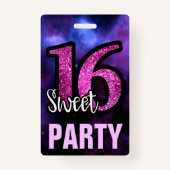 Paarse Sweet 16-kaart voor uitnodiging op zaterdag Badge (Voorkant)