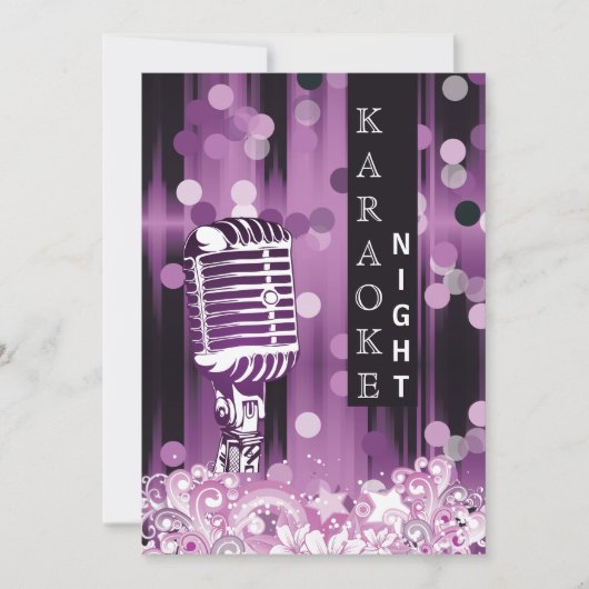 Paarse Sweet 16 karaoke night party Invitation Kaart (Voorkant)