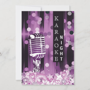 Paarse Sweet 16 karaoke night party Invitation Kaart