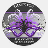 Paarse Sweet 16 Masquerade Party Bedankt Ronde Sticker (Voorkant)