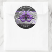 Paarse Sweet 16 Masquerade Party Envelope Seal Ronde Sticker (Tas)