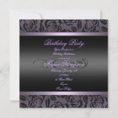 Paarse Sweet 16 prinses Tiara Birthday Uitnodiging (Achterkant)