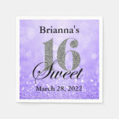 Paarse Sweet 16 Silver Glitter Custom Servet (Voorkant)