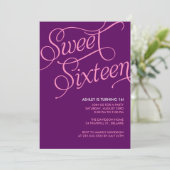 Paarse Sweet 16 Uitnodigingen (Staand voorkant)