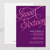 Paarse Sweet 16 Uitnodigingen (Voorkant / Achterkant)