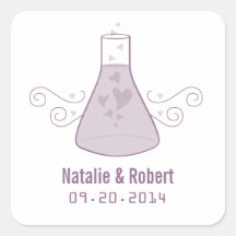 Paarse Sweet Chemistry Wedding Stickers