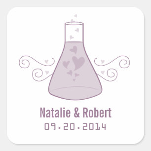 Paarse Sweet Chemistry Wedding Stickers