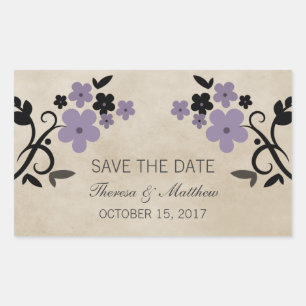 Paarse Sweet  Floral Save the Date Stickers
