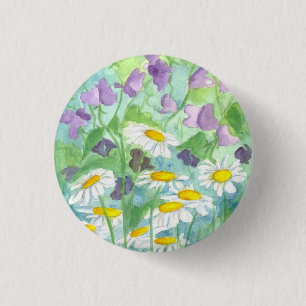 Paarse Sweet Peas Daisy Flowers Ronde Button 3,2 Cm