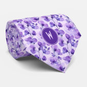 Paarse Sweet Peas Floral Stropdas (Opgerold)