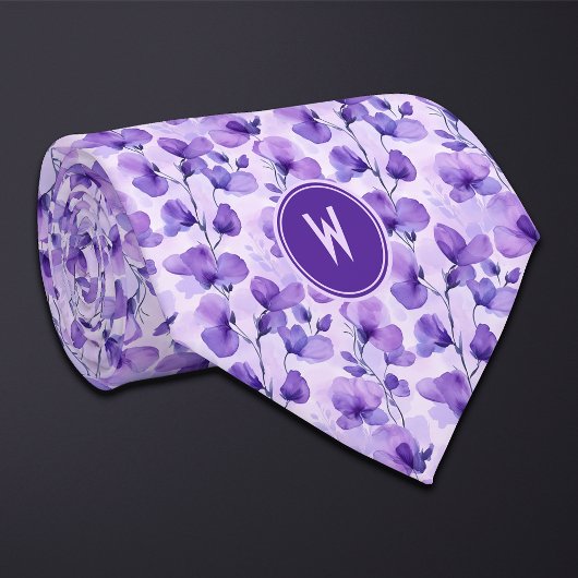 Paarse Sweet Peas Floral Stropdas