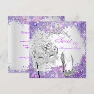 Paarse Sweet Sixteen 16 Masquerade Feest Tiara Kaart