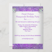 Paarse Sweet Sixteen 16 Masquerade Party Tiara 2 Kaart (Achterkant)