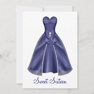 Paarse Sweet Sixteen Party Gown Uitnodigingen
