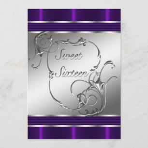Paarse Sweet Sixteen verjaardagsfeest uitnodiginge Kaart