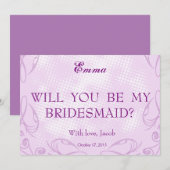 Paarse Swiler, jij wordt mijn bruidsmeisje Kaart (Voorkant / Achterkant)
