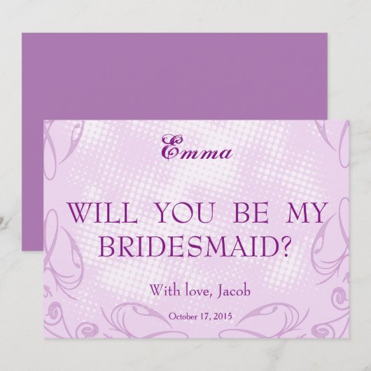 Paarse Swiler, jij wordt mijn bruidsmeisje Kaart (Voorkant / Achterkant)