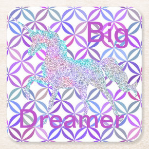 Paarse Swirl gekleurde Unicorn Onderzetters Grote
