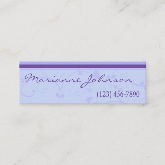Paarse Swirl-lentekaart Mini Visitekaartje (Voorkant)