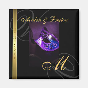 Paarse Swirl Masquerade Masker bewaart de Datum Ma Magneet