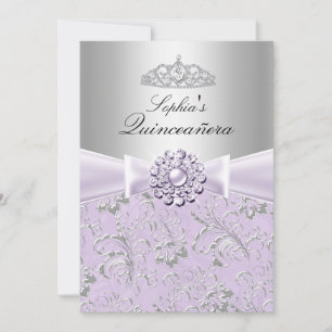 Paarse Swirl & Tiara Quinceanera Aankondigingen