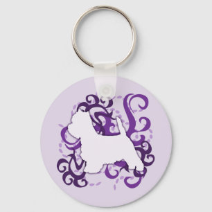 Paarse Swirl Westie Sleutelhanger
