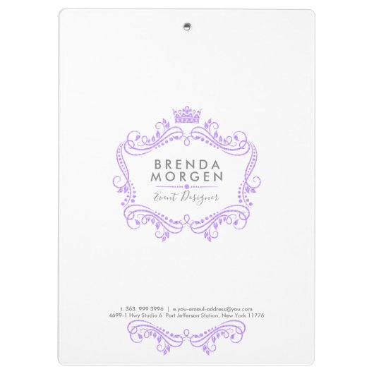 Paarse Swirls & Crown Lijst Klembord (Achterkant)