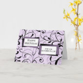 Paarse Swirls Moeder in Recht Verjaardag Kaart (Gele Bloem)