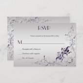  Paarse Swirls op Silver RSVP (Voorkant / Achterkant)