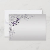  Paarse Swirls op Silver RSVP Kaartje (Achterkant)