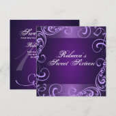 Paarse Swirls Sweet 16 Birthday Uitnodiging (Voorkant / Achterkant)