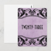 Paarse SWirls Table Number Briefkaart (Voorkant / Achterkant)