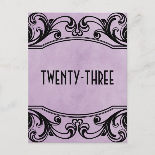 Paarse SWirls Table Number Briefkaart (Voorkant)
