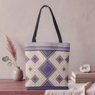 Paarse symmetrie tote bag