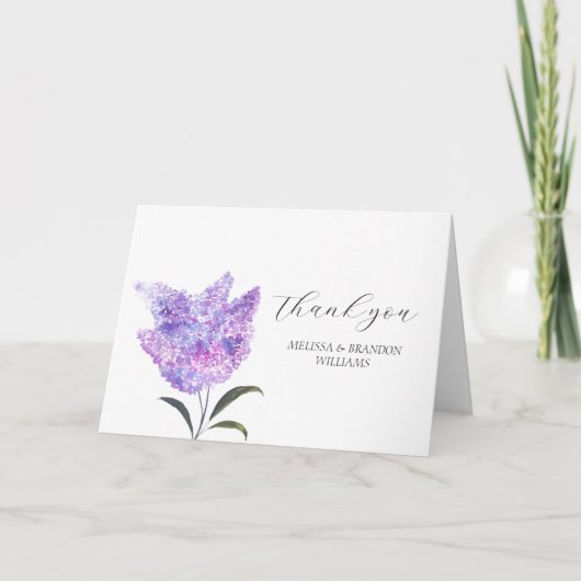Paarse Syringa Bloemen Bruiloft Bedankt (Voorkant)