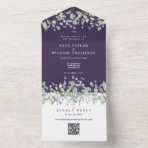 Paarse Syringa Bloemige Monogram QR Code Trouwen