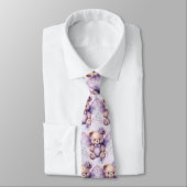 Paarse Syringa Teddybeer Herenstrikdas Stropdas (Gebonden)