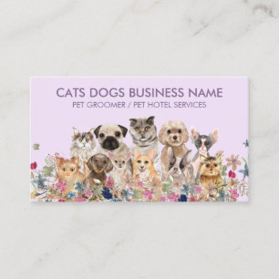 Paarse Syrische Honden en Katten bloemen Visitekaartje