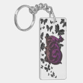 Paarse T Initiaal Sleutelhanger - Kalligrafie met (Voorkant Links)