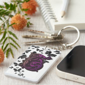 Paarse T Initiaal Sleutelhanger - Kalligrafie met (Voorkant Rechts)