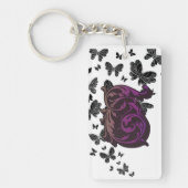 Paarse T Initiaal Sleutelhanger - Kalligrafie met (Voorkant)