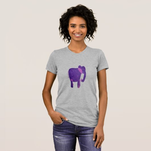 Paarse T-shirt met Elephant (Voorkant volledig)
