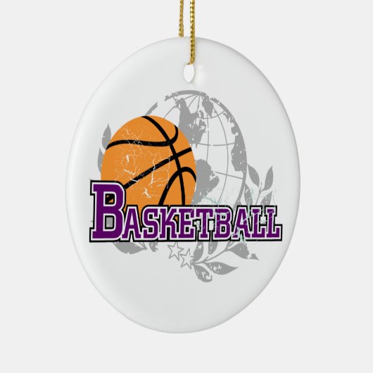 Paarse T-shirts met Basketball en Gifts Keramisch Ornament (Rechts)