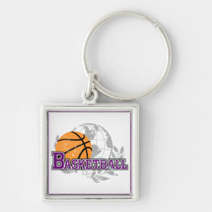 Paarse T-shirts met Basketball en Gifts Sleutelhanger