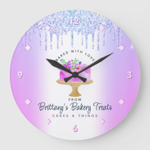 Paarse taart bakkerij glitter druppels gebak chic  grote klok