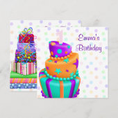 Paarse taart Cadeaus meisjes 1e verjaardagsfeest Kaart (Voorkant / Achterkant)